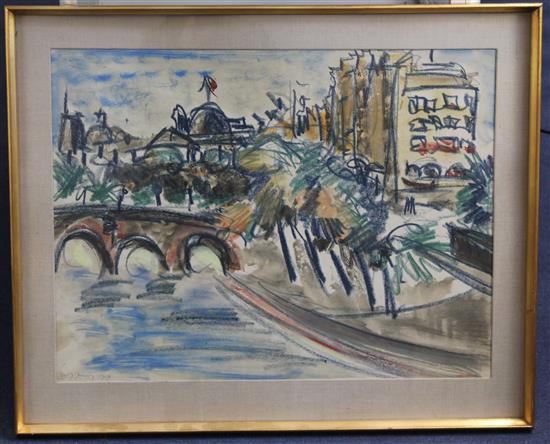 Attributed to Paul Maze The Seine at Paris, 19 x 25in.